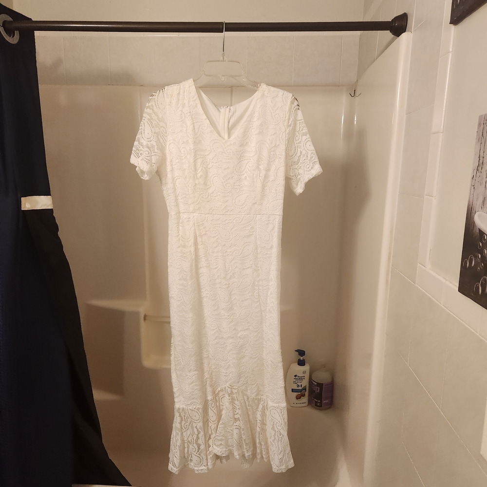 SHEIN White Lace Midi Dress